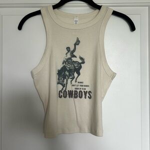 Cream Cowboy Graphic Tank Top